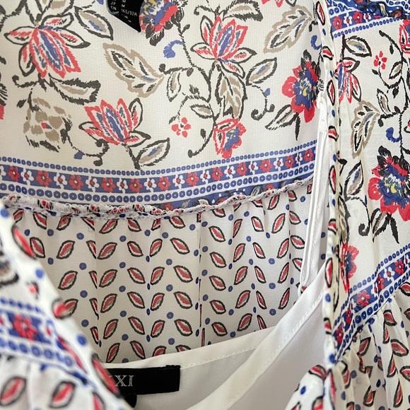 Forever 21 Blue Trendy Boho Shift Floral Sheer Mini Dress - Picture 7 of 8